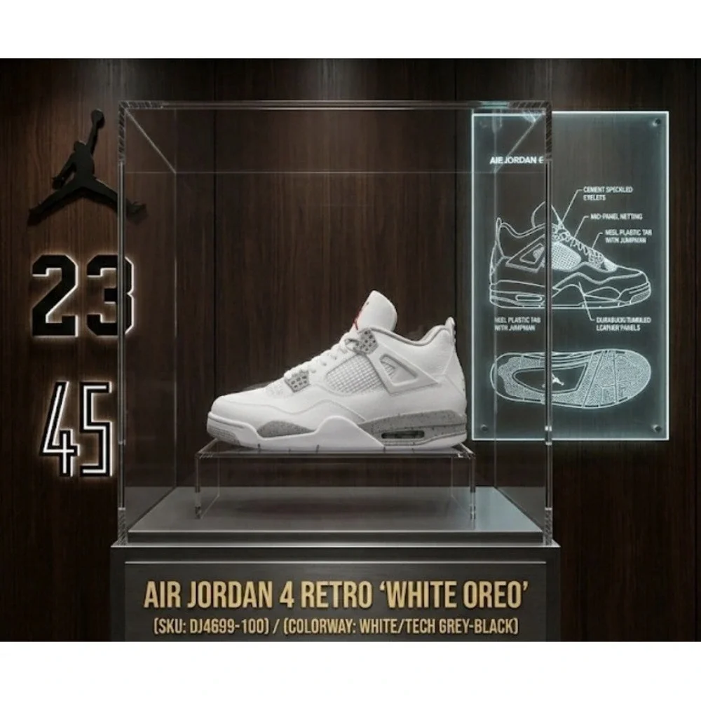 Jordan 4 Retro White Oreo Tech Grey DJ4699-100 Size 5Y Authenticated!! Fast Ship